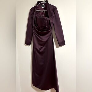 ROSE TAFT couture vintage satin strapless gown bolero set dress maxi inaugural